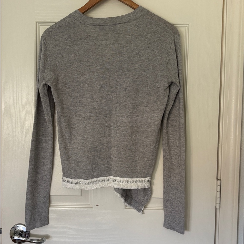 Derek Lam 10 Crosby grey sweater chain detail fringe - Picture 6 of 6